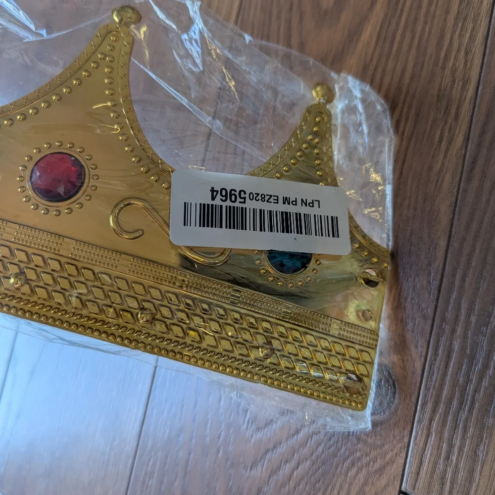 Adorox Gold Royal Crown with Multicolor Jewels OSFM KID NIB